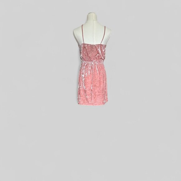 Forever 21 Dress Womens Small Pink Crushed Velvet Spaghetti Strap Mini Soft Glam - Picture 2 of 6